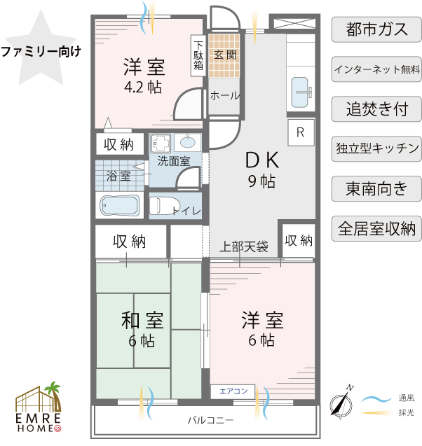 ファミリー向け３DKのヴェルディオ坂戸
